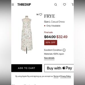 FRYE White and Green Floral Midi Dress